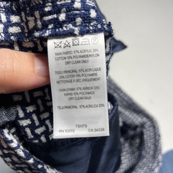 French Connection Bonser Check Shorts Size 8 Navy Blue and White High Rise - Picture 9 of 10